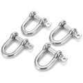 4 or 6 or 8-Piece Pack - M4 Stainless Steel Dee Shackle 5/32" (4mm) Forged D Shackle with Screw Pin, Silver Color. 