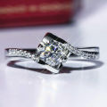 Douyin Kuaishou live broadcast moissanite ring Angel's Kiss upgraded heart-shaped diamond twisted arm wedding ring. 