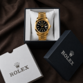 Luxury Men's Stainless Steel Watch | Rolex Design Waterproof Quartz Analog Wrist Watch with Stylish Box | Elegant Chronograph Style Bracelet Chain with Date Display | Premium Business Casual Male Fashion Dress Timepiece | Gents Men Boys Anniversary Gift. 