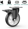 5 inch Swivel Caster Wheels,Rubber Base with Safety Brake & Top Plate & Bearing Heavy Duty, Total Capacity 1600lbs (Pack of 4). 