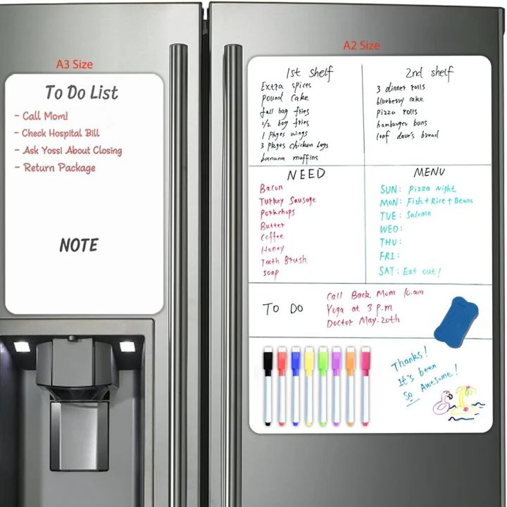 A2/A3 Size Magnetic Dry Erase Whiteboard for Fridge Magnet White Board Weekly Planner Calendar