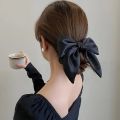 Elegant Bow Ribbon Hair Band Women Hair Tie Girls Solid Satin Bowknot Scrunchies Ponytail Large Rubber Bands Hair Accessories. 