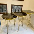YES TO DECOR  1 Pcs / Set of 3 Round Coffee Table HIGH Gloss Nesting End Tables - Round Wood Stacking Coffee Side Tables with Metal Legs for Living Room, Home Office, Nightstands for Bedroom, Sturdy Easy Assembly - 3 Piece Modern Nesting Table Living Room. 