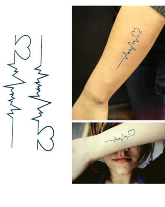 Tattoo Stickers Electrocardiogram Shape Temporary Tattoo