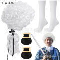 Dress up CCOSPLAY Washington Lawyer Wig Feather Pen Lace Sleeve Cuff Cover Shoe Buckle Set. 