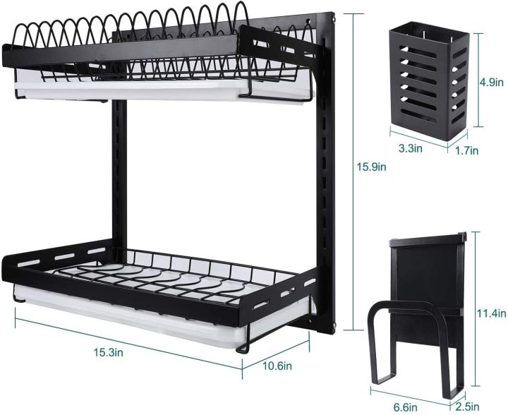 Dish%20Drying%20Rack%20with%20Drainer,%20Cutlery%20Organizer%20and%20Cutting%20Board%20Holder,%20Wall%20Mounted%20Dish%20Drainer,%20Adjustable%20Layer%20Space,%20Stainless%20Steel%20-%20Image%204