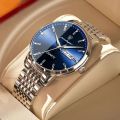 Men Watch Stainless Steel Top Quailty Luxury Push Button Hidden Clasp Waterproof Luminous Date Week Sport Wrist Watches. 