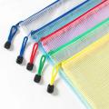 Zipper closure Zip file folders  A4 size Mesh material Mesh zipper pouch Waterproof Pencil eraser case Document bag for School students Office workers Cosmetics storage Travel organization Stationery. 
