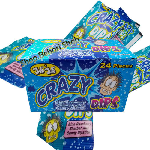 CRAZY Dips Blue Raspberry Sherbet & Candy Dipstick (1Box in 24pcs)