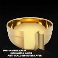 Bowl set 304 stainless steel golden bowl thickened double-layer insulation kitchen cooking tableware tableware golden chopsticks golden spoon. 