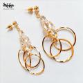 SEEP COLLECTIONS - Triple Ring Crystal Modern Design Drop Earrings for Girls & Women - New Collection. 
