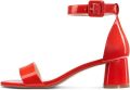 Women Fashion Mid-Block Heels Red Sandal Stylish & Comfortable. 