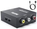 HDMI to RCA Converter, 1080p HDMI to AV Converter Mini HDMI to 3RCA CVBs Composite Video Audio Adapter for TV/PS3/VHS/VCR/DVD/PC/Blu-Ray DVD. 