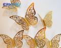 3D Golden Butterfly Mirror Wall Sticker Home Decoration (PACK OF 12). 