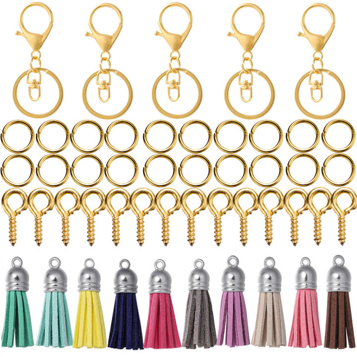 St.kunkka 65Pcs/Set Keychain With Key Rings Jump Rings Eye Pin Colorful