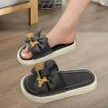 Flat Slippers Bow Tie Shoes Slip on Sandals for Streets Traveling Bathroom 38 39 Black. 