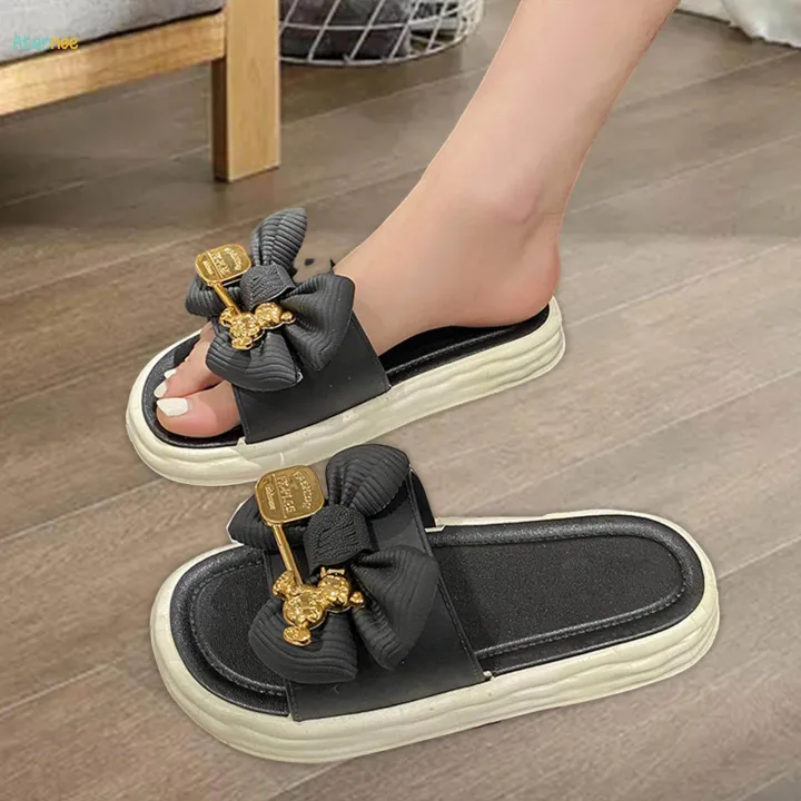 Flat%20Slippers%20Bow%20Tie%20Shoes%20Slip%20on%20Sandals%20for%20Streets%20Traveling%20Bathroom%2036%2037%20Black%20-%20Image%205