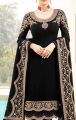 Ladies Chiffon Crinkle Embroidered Black Shalwar Kameez HS-197 (Unstitched). 