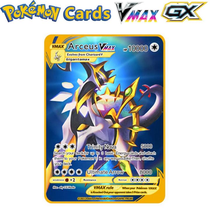 New 10000 Point Arceus Vmax Pokemon Card Metal DIY Card Charizard Gold Limited Edition Gift Game Collector Card for Kids