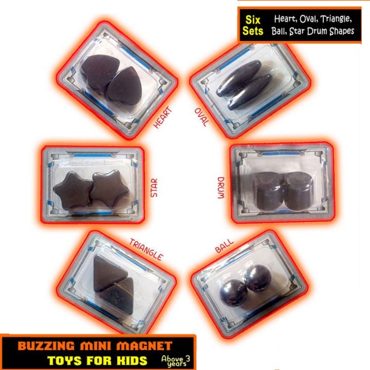 Pack of 12 Pcs (6-Sets)- Buzzing Magnet Toys for Kids -Random Shapes