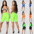 Women High Waist Yoga Compression Shiny Skinny Shorts Tummy Control Short Leggings Workout Athletic Sport Gym Fitness Shorts. 