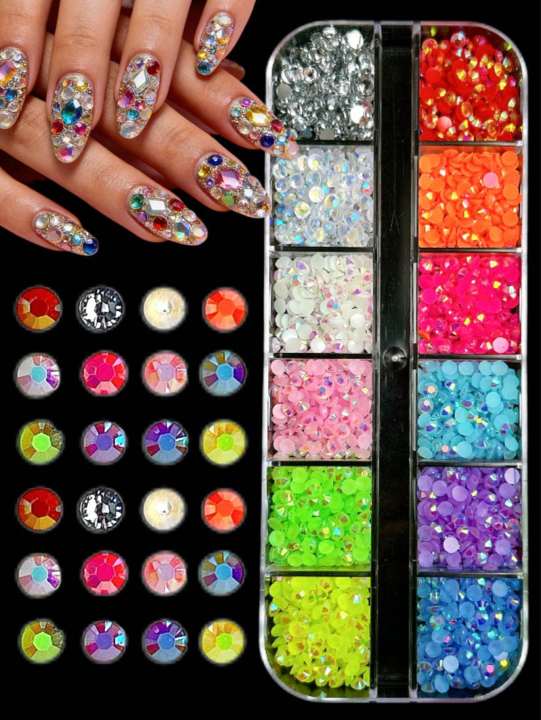 Gemzee%2012%20Grid%20Jelly%20Flat%20Back%20Rhinestones%202000Pcs%203mm%20Starter%20Kit%20with%20Tweezer%20Caryon%20Pencil%20&%20B-7000%205ml%20Glue%20%7C%20Nail%20Art%20Bedazzle%20DIY%20Craft%20-%20Image%204