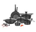 SONEX Eden Plus Gift Pack 53212- 20 Pieces Dinner Set - All colours mentioned Die Cast - Marble Coating with Glass Lids - Cookware Set. 