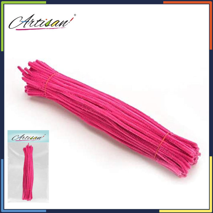 Artisan - Pack of 50 - Light Pink Pipe Cleaner velvet Sticks