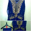 Shalwar Kameez for women stylish stitched for wedding navy blue Organza Shirt with Russian Trouser. 