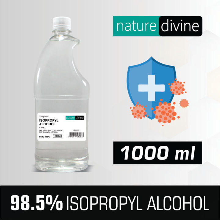 1000 ml (1 Litre) Nature Divine 98.5% Isopropyl Alcohol, IPA Rubbing Alcohol, Hand Rub and General Purpose Antiseptic Disinfectant