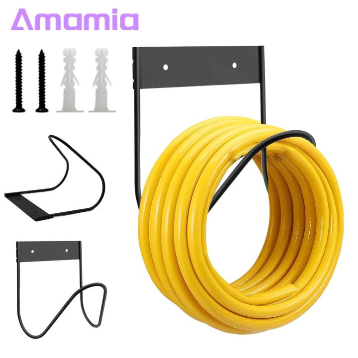 Workshop Hose Storage Stainless Steel Wall Mount Pipe Storage Rack Space-saving Hose Holder Organizer for Home Garden Outdoor 1 Set Wall Mounted Hose Rack