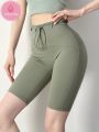 OzalCtree Naked Skin Pilates Tight Half Yoga Pants Summer Waist Slimming and Hip Lifting Fitness Leggings Running Cycling Gym Shorts Pants. 