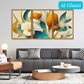 Abstract Colorful Spring Flower Texture Art Floating Wall Painting Set of Three | Al Ghani. 
