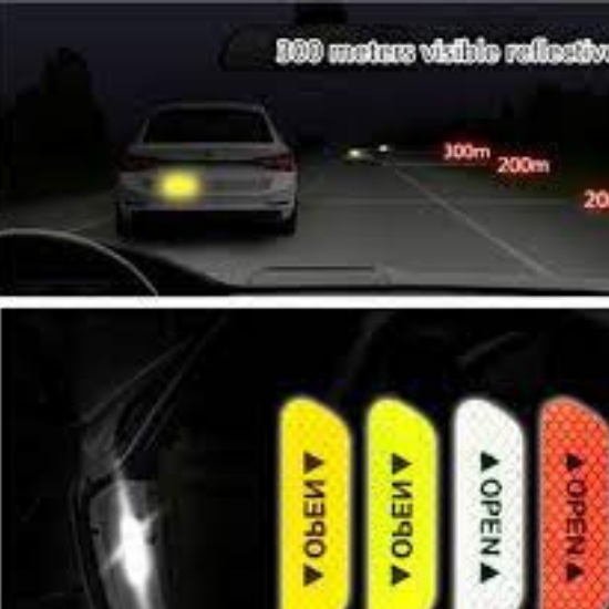 4Pcs Car Door Sticker Universal Safety Warning Mark OPEN High Reflective Tape Waterproof Motorcycle Bike Helmet Sticker Reflectors Neon Green