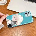 FELMYST for OPPO A55 Back Cover Girl Black Cat Original Print Hard Metallic Lacquer Glass Phone Case. 
