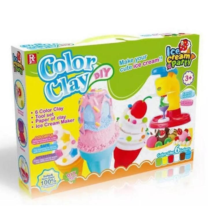 Playdough Ice Cream Factory with Crushing Machine and 6 Colours of Playdough