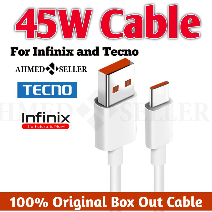 Infinix 45W, 33W, Type-C Fast Charger Cable, 1M, USB-C Data Cord, for Infinix Note 40, 30, 30i, 12, 11, Hot 40, Pro, Zero 40, 30, 20, 8