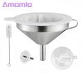 200 Fine Mesh Filter Stainless Steel Funnel Set with Fine Mesh Filter Cleaning Brush Kitchen Supplies for Liquid Transfer. 