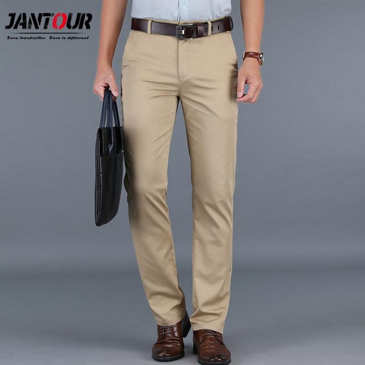 New Men's Basic Skin Color COTTON JEANS Business Pants   Regular Straight Pocket Stretch Pants Trending Fashion