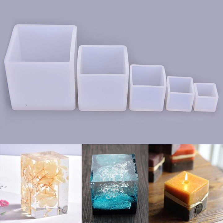 1Pcs Cube Shape Candle Silicone Mold DIY Gypsum Plaster Crafts Mould
