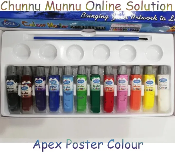 Apex Water Colour Tubes with brush and palette best Poster Color 12 ...