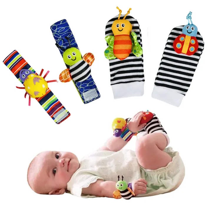 4%20Pcs%20Baby%20Rattle%20Set%20Toys%20Infant%20Wrist%20Strap%20Baby%20Socks%20Foot%20Finder%20Educational%20Handbells%20Cute%20Spider%20Cartoon%20-%20Image%207