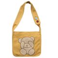 Fashion Women's Canvas Cute Bear Pattern Shoulder Bag Casual Cartoon Travel Messenger Bag Student School Bag Yellow. 