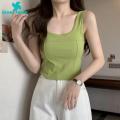 Women Vest Women Vest Tank Top Sleeveless Backless U Neck Padded Slim Fit Elastic Solid Color Soft Cropped Top Camisole Sleeveless Vest. 