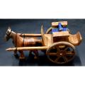 Hand carved wooden horse cart  for decoration brown. 
