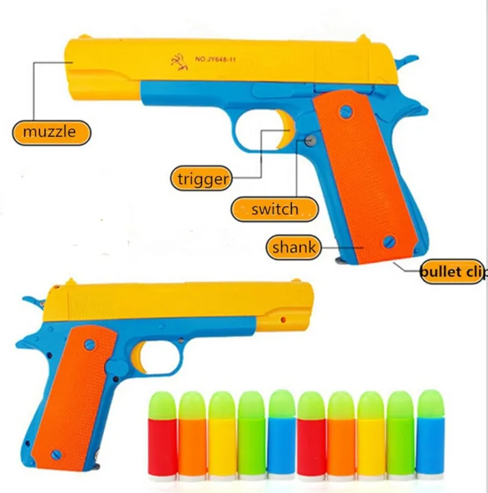 Classic%20Colt%201911%20Toy%20Gun%20-%20Realistic%20Size,%2010%20Soft%20Bullets,%20Ejecting%20Magazine,%20Slide%20Action%20Barrel%20,%20Blue%20Kid's%20Toy%20Pistol%20-%20Image%204