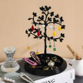 Elegant Earring display stand Handcrafted Plastic Necklace holder rack Height 23.5cm Bird jewelry display for Bedroom. 