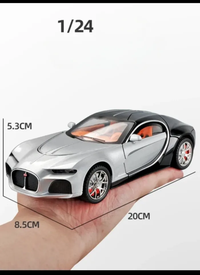 thumbnail image 2 of 1:24 Bugatti Atlantic Alloy Car Model - Pull Back, Sound & Light, Zinc Alloy Toy Car (Silver Blue) 2 of 14