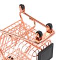 2X Mini Double Layers Shopping Cart Model Wrought Iron Supermarket Trolley Metal Rose Gold Storage Basket Rose Gold. 