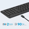 OMOTON Rechargeable Bluetooth Keyboard for MacOS and Windows, Wireless Keyboard for MacBook/MacBook Air/MacBook Pro/iMac/iMac Pro/Mac Pro and Laptop, QWERTZ DE Layout, Business Style, Black. 